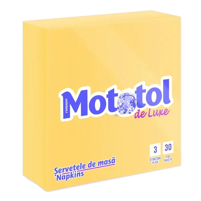 Servetele de masa Mototol Deluxe, galben, 3 straturi, 33 x 33 cm, 30 buc / pachet