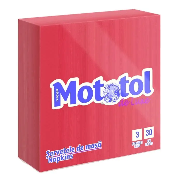 Servetele de masa Mototol Deluxe, rosu, 3 straturi, 33 x 33 cm, 30 buc / pachet