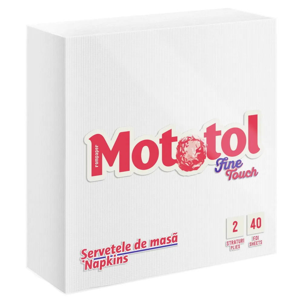 Servetele de masa Mototol Fine Touch, alb, 2 straturi, 33 x 33 cm, 40 buc / pachet