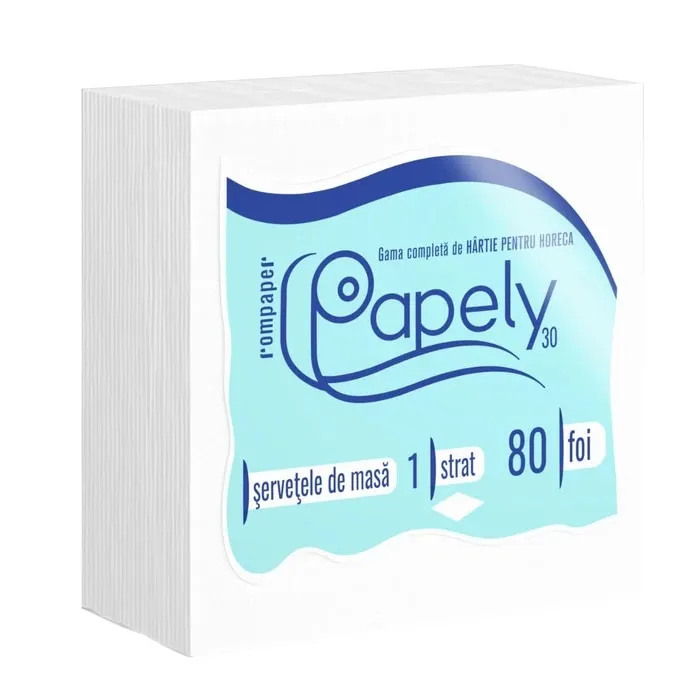 Servetele de masa Papely, alb, 1 strat, 30 x 30 cm, 80 buc / pachet