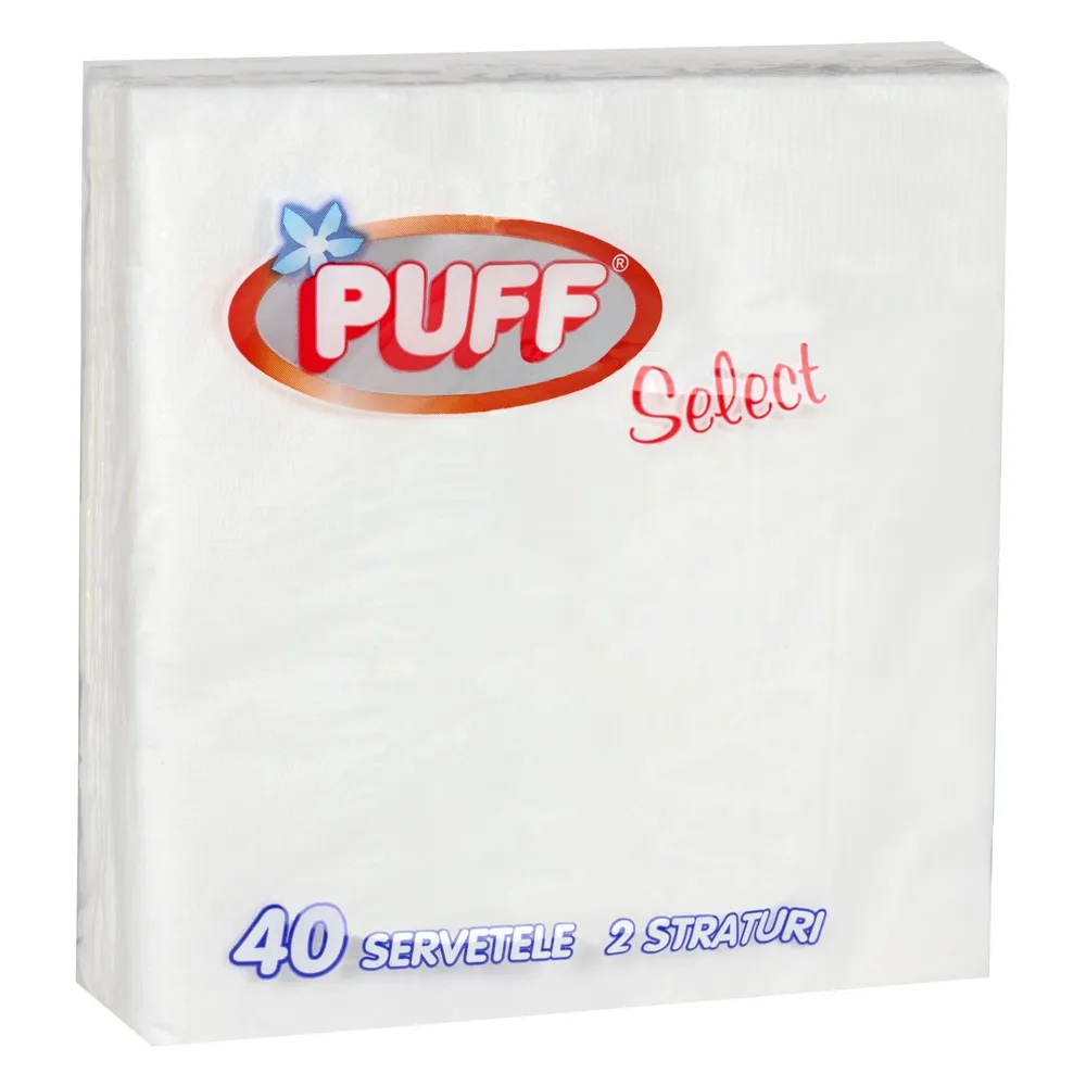 Servetele de masa Puff Select, alb, 2 straturi, 40 buc / pachet