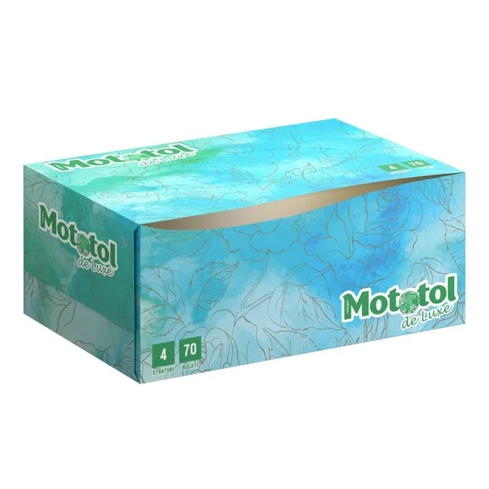 Servetele faciale Mototol De Luxe, alb, 4 straturi, 21 x 16.4 cm, 70 buc / cutie