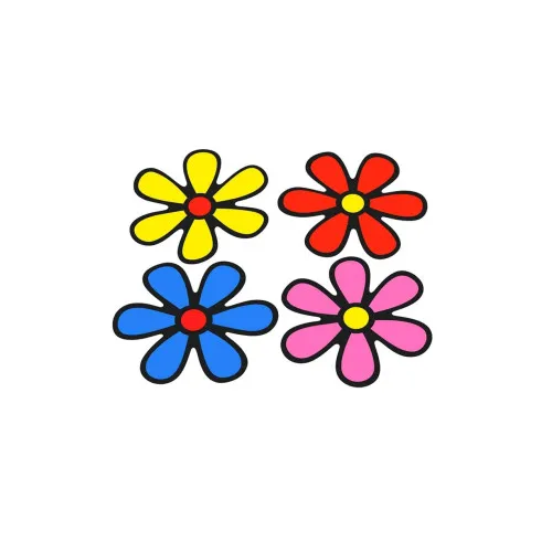 Set 10 abtibilduri Floricele auto 8cm in culori rosu albastru galben roz decorativ