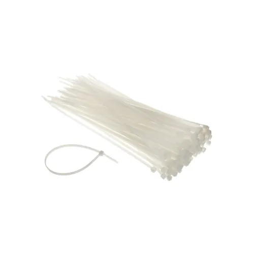 Set 100 coliere plastic albe 4.8x250 mm