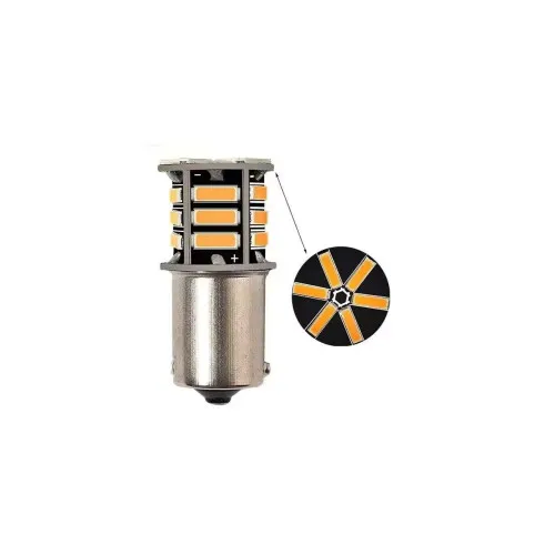 Set 2 becuri o faza T.N. BAU15S 21SMD 12V 300 lumen lumina galbena — imaginea 2