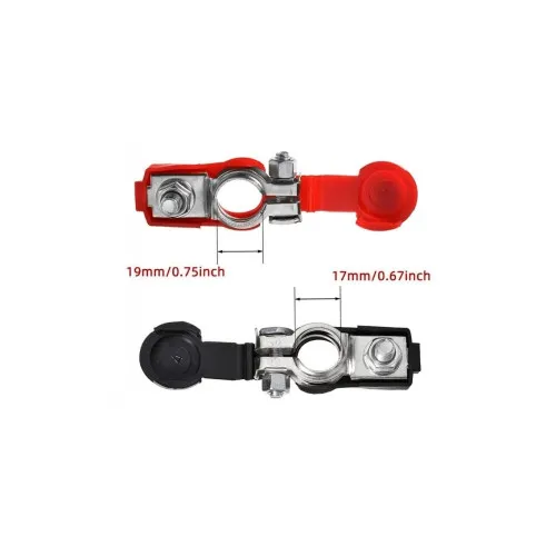 Set 2 borne pentru baterie auto din aluminiu dur exolat invelite in cauciuc, negru-rosu — imaginea 3