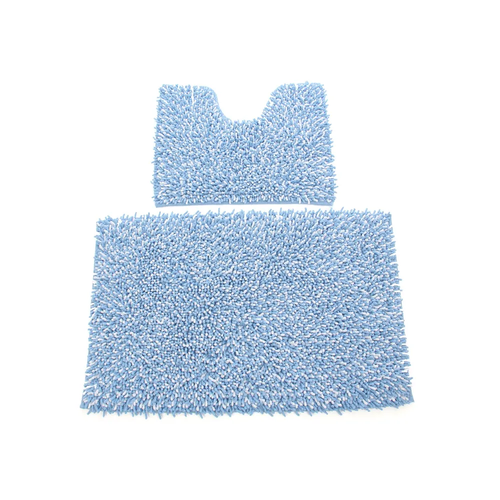 Set 2 bucati covorase baie, antiderapante, Dream, culoare albastru, fabricat din bumbac pufos, usor de intretinut