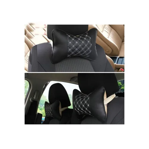 Set 2 perne tetiere universale sustinere gat auto culoare Negru cusaturi diverse — imaginea 6
