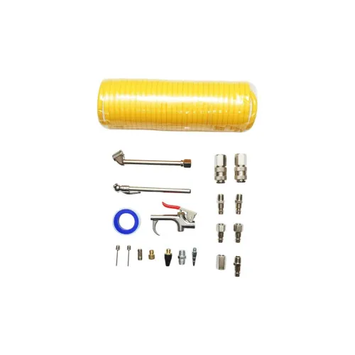 Set 20 accesorii compresor aer cu furtun spiralat, pistol, conectori, duze si cuple rapide universale — imaginea 2