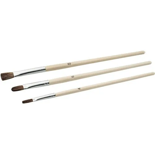 Set 3 pensule Color Expert, 4/6/8 mm, fire naturale, manere lemn
