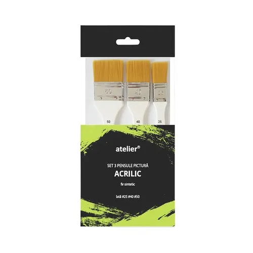 Set 3 pensule late pentru pictura Atelier fir sintetic