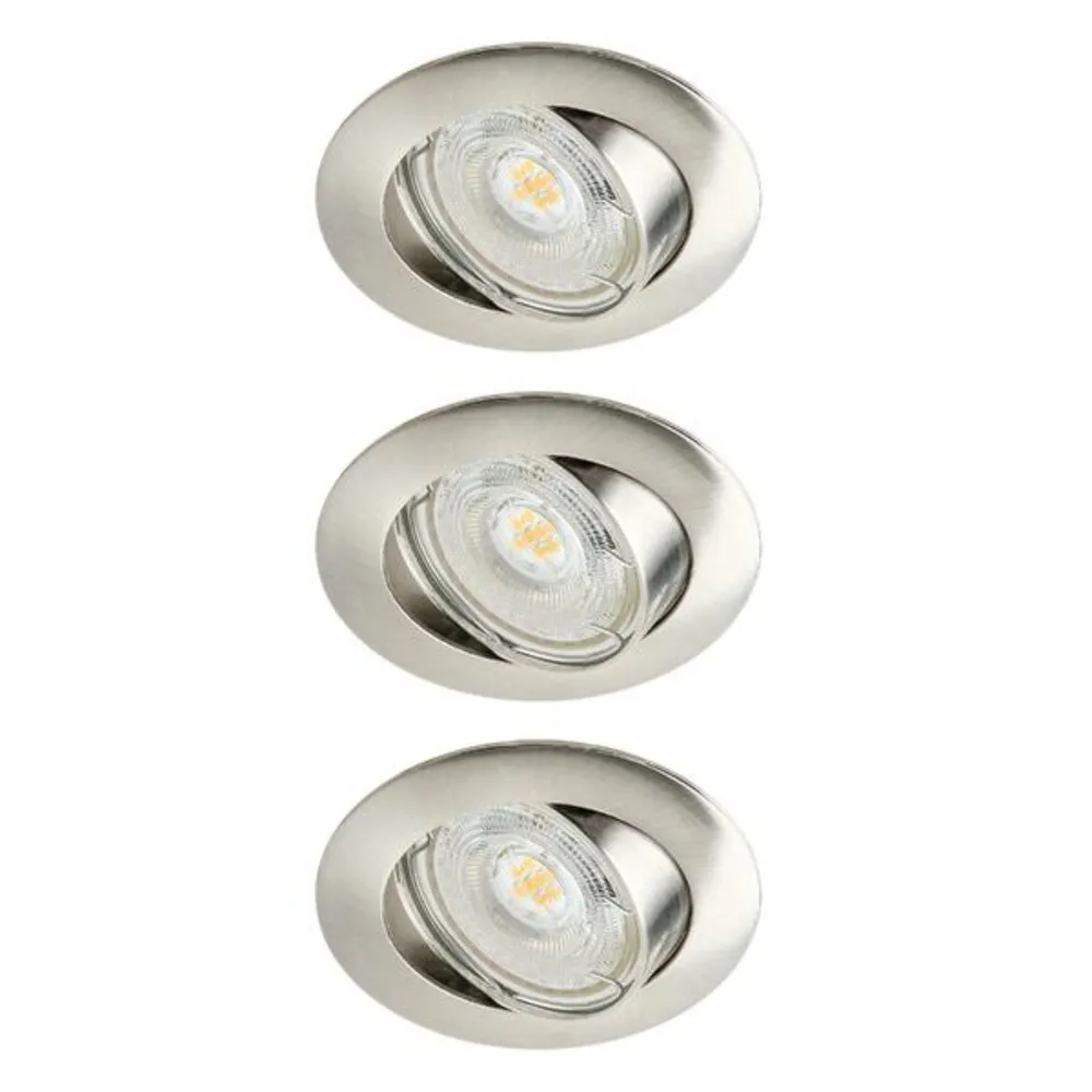 Set 3 spoturi LED incastrate Clane, orientabil, GU10, 450 lm, lumina neutra, argintiu