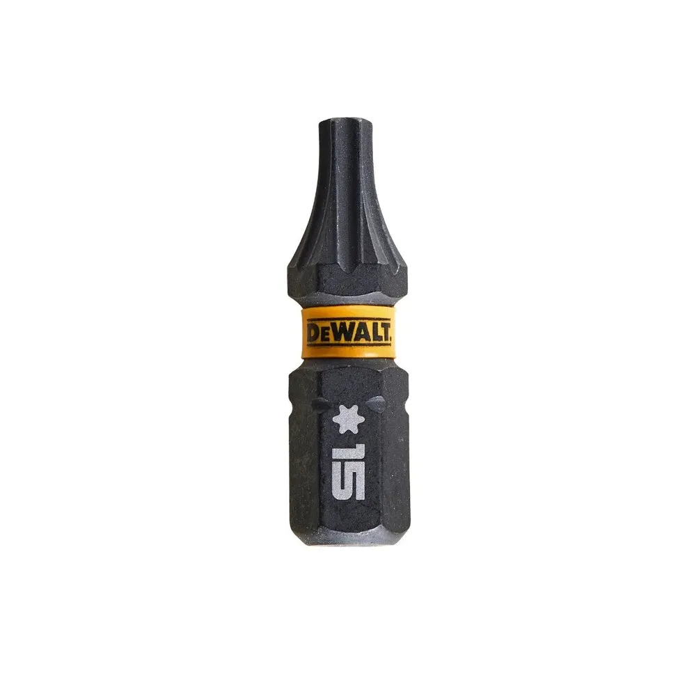 Set 5 biti pentru insurubare de impact, DeWalt Flextorq DT7380T-QZ, profil Torx, T15, 25 mm