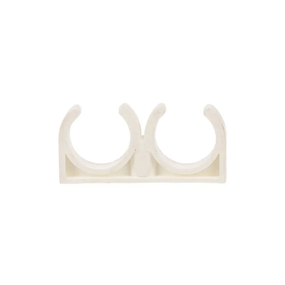 Set 5 cleme fixare duble, plastic, 18 mm, alb