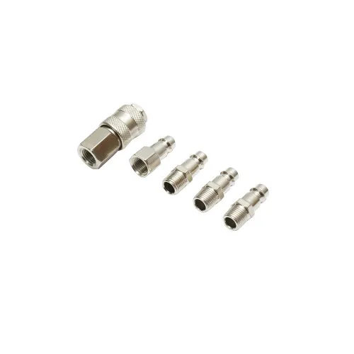 Set 5 cuple rapide 1/4 BSPT pentru furtunuri aer comprimat si scule pneumatice Crownman — imaginea 2