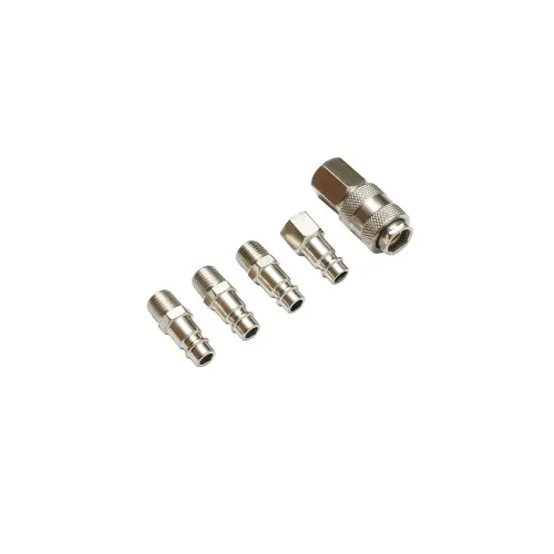 Set 5 cuple rapide 1/4 BSPT pentru furtunuri aer comprimat si scule pneumatice Crownman — imaginea 3