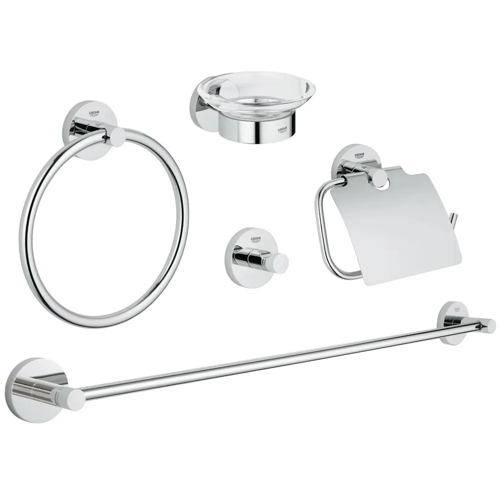 Set accesorii baie, Grohe Essentials 40344001, cromat, 5 piese