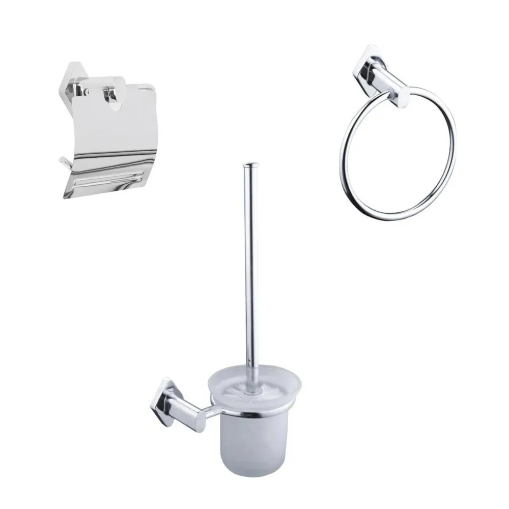 Set accesorii baie, Kadda Levy, cromat + sticla mata, 3 piese