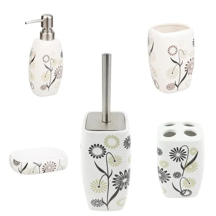 Set accesorii baie, Kadda Magic, floral, 5 piese
