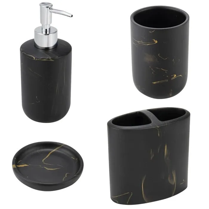 Set accesorii baie, Kadda Maroc, negru + bronz, 4 piese