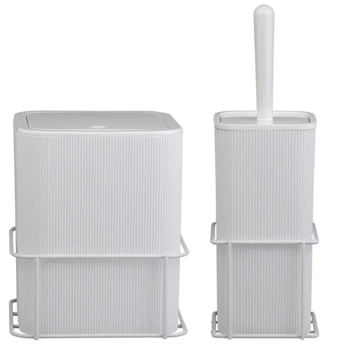 Set accesorii baie, Okyanus Home Mina, alb, 2 piese, forma dreptunghiulara