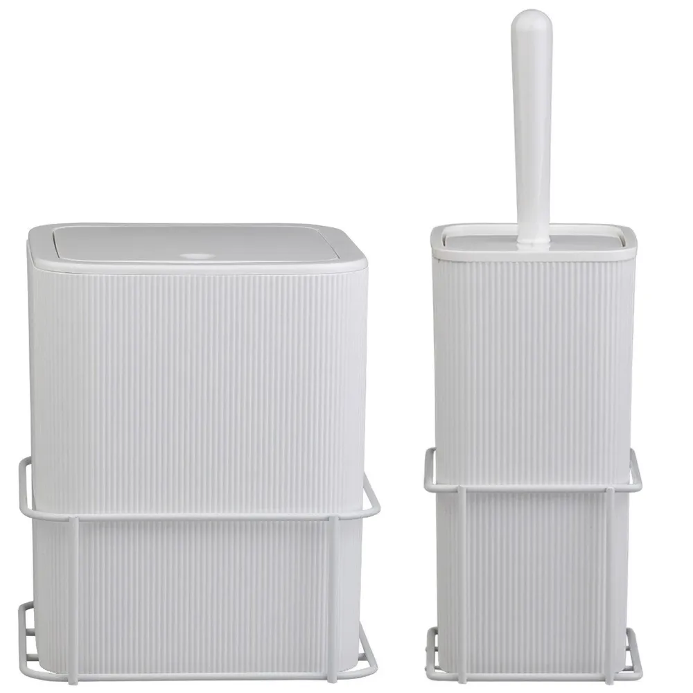 Set accesorii baie, Okyanus Home Mina, alb, 2 piese, forma dreptunghiulara