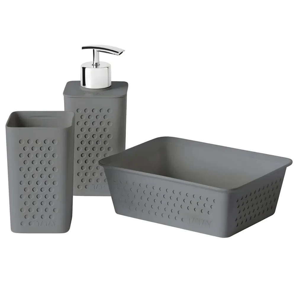 Set accesorii baie, Tatay Bohol S6421000, gri antracit, 3 piese