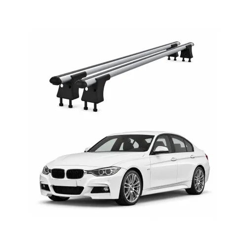 Set bare transversale aluminiu cu prindere in puncte fixe compatibile BMW Seria 3 F30 2012-2015 negre sau argintii Kit 201