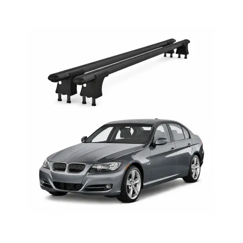 Set bare transversale aluminiu cu prindere in puncte fixe compatibile BMW Seria 3 E90 2005-2012 negre sau argintii Kit 201 — imaginea 2