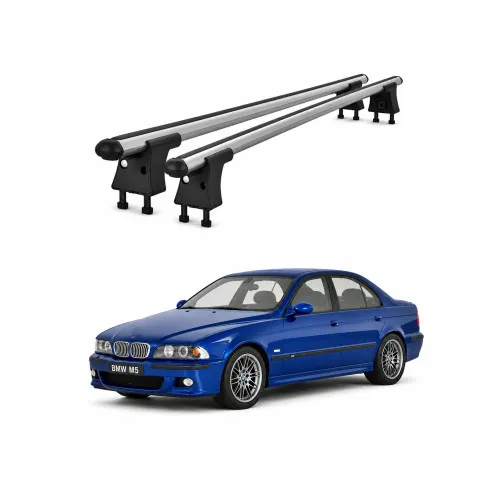 Set bare transversale aluminiu cu prindere in puncte fixe compatibile BMW Seria 5 E39 1995-2003 negre sau argintii Kit 201