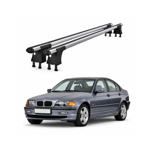 Set bare transversale aluminiu cu prindere in puncte fixe compatibile BMW Seria 3 M3 E46 1998-2007 negre sau argintii Kit 201