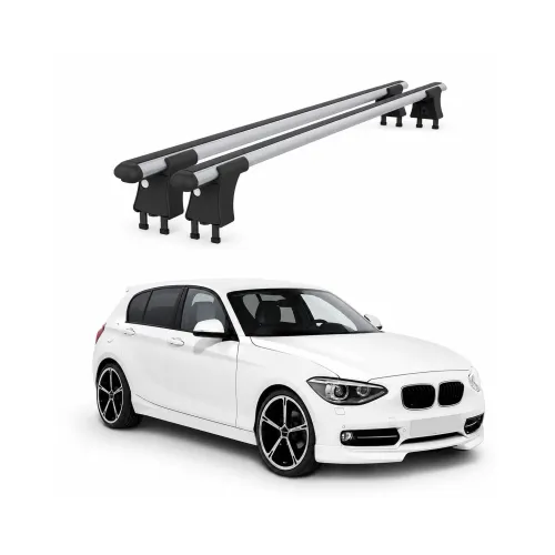 Set bare transversale aluminiu cu prindere in puncte fixe compatibile BMW Seria 1 F20 2011-2019 negre sau argintii Kit 201