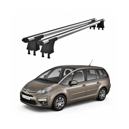 Set bare transversale aluminiu cu prindere in puncte fixe compatibile Citroen C4 Picasso Mk1 2006-2013 negre sau argintii Kit 201