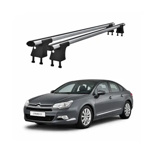 Set bare transversale aluminiu cu prindere in puncte fixe compatibile Citroen C5 Mk2 2007-2017 negre sau argintii Kit 201