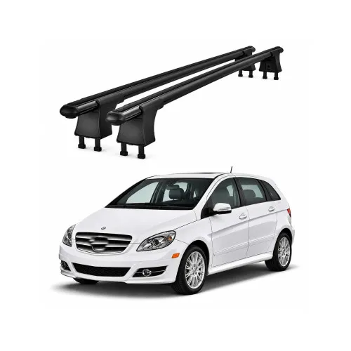 Set bare transversale aluminiu cu prindere in puncte fixe compatibile Mercedes Clasa B W245 2005-2011 negre sau argintii Kit 202 — imaginea 2