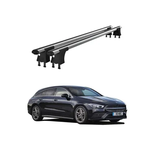 Set bare transversale aluminiu cu prindere in puncte fixe compatibile Mercedes CLA X118 2019-> negre sau argintii Kit 204