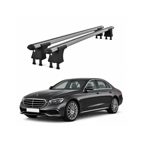Set bare transversale aluminiu cu prindere in puncte fixe compatibile Mercedes Clasa E W213 2016-> negre sau argintii Kit 203