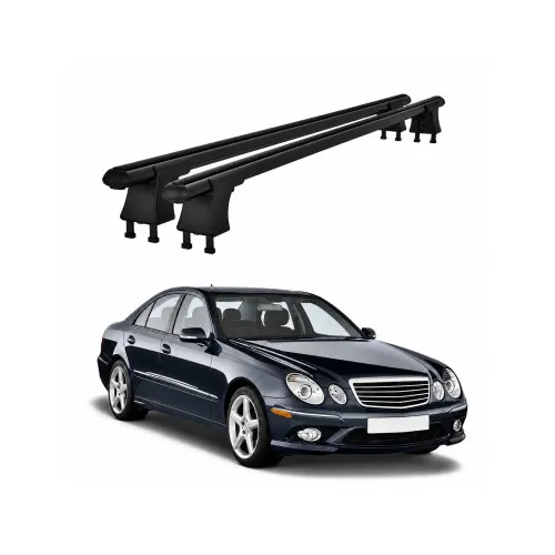 Set bare transversale aluminiu cu prindere in puncte fixe compatibile Mercedes Clasa E W211 2002-2009 negre sau argintii Kit 201 — imaginea 2