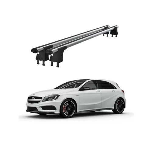 Set bare transversale aluminiu cu prindere in puncte fixe compatibile Mercedes Clasa A W176 2013-2018 negre sau argintii Kit 204