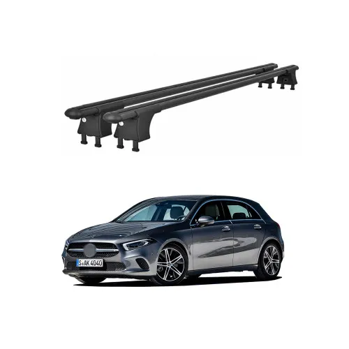 Set bare transversale aluminiu cu prindere in puncte fixe compatibile Mercedes Clasa A W177 2018-> negre sau argintii Kit 204 — imaginea 2