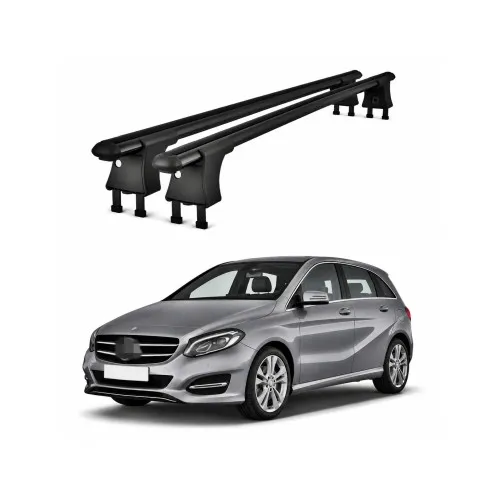 Set bare transversale aluminiu cu prindere in puncte fixe compatibile Mercedes Clasa B W246 2011-2018 negre sau argintii Kit 204 — imaginea 2