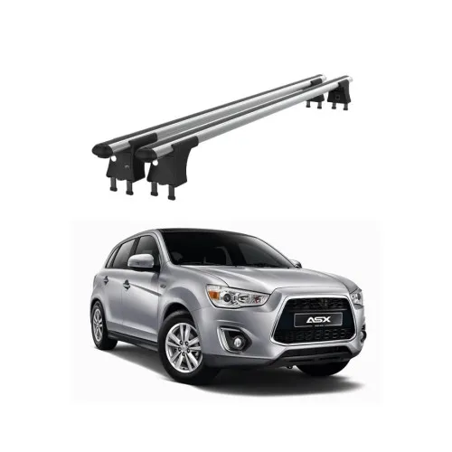 Set bare transversale aluminiu cu prindere in puncte fixe compatibile Mitsubishi ASX I 2010-2013 negre sau argintii Kit 202