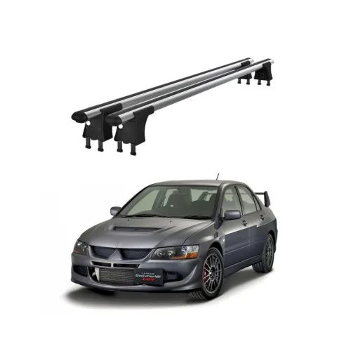 Set bare transversale aluminiu cu prindere in puncte fixe compatibile Mitsubishi Lancer VII 1995-2000 negre sau argintii Kit 202