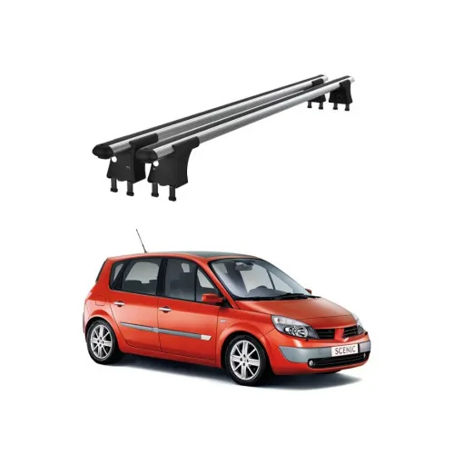 Set bare transversale aluminiu cu prindere in puncte fixe compatibile Renault Scenic II 2003-2008 negre sau argintii Kit 201