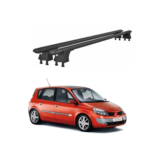 Set bare transversale aluminiu cu prindere in puncte fixe compatibile Renault Scenic II 2003-2008 negre sau argintii Kit 201 — imaginea 2