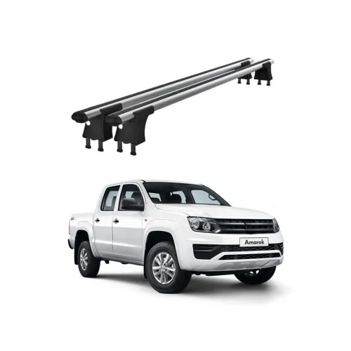 Set bare transversale aluminiu cu prindere in puncte fixe compatibile Volkswagen Amarok 2010-> negre sau argintii Kit 202
