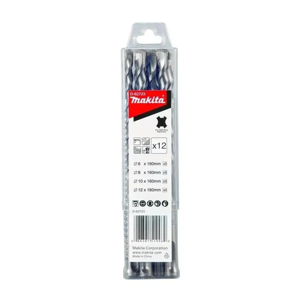 Set burghie pentru beton, 12 bucati, 6-12 mm, SDS-Plus, Makita