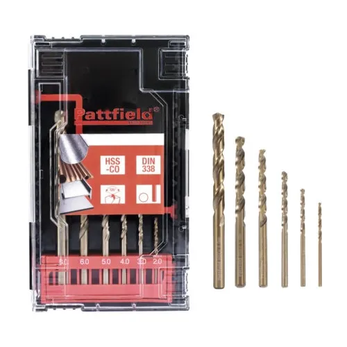 Set burghie pentru metal Pattfield, 6 bucati, 2-8mm, 75mm, cutie plastic