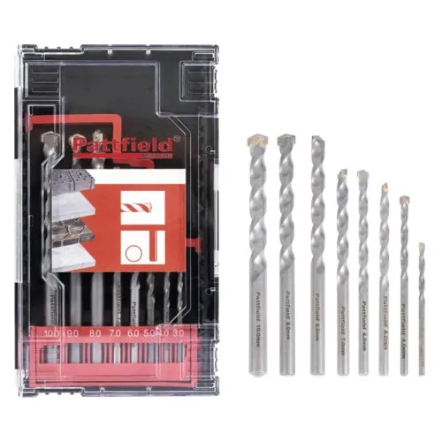 Set burghie pentru zidarie Pattfield, 8 piese, 3x10mm, pentru piatra