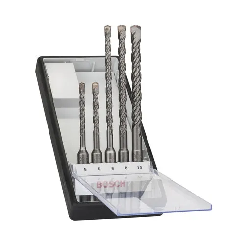 Set burghie SDS-plus Bosch, 5 piese, 5-10 mm, metal dur, 100x165mm